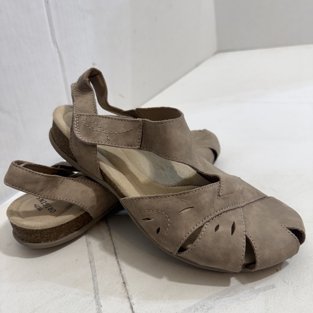 Earth Origins Shoes Beige Strappy Comfort Fisherman Sandals Women's Size 10 Wide